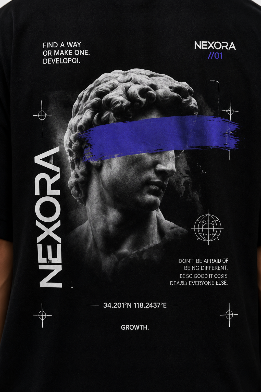 NEXORA //01 Graphic Oversized T-Shirt — Black