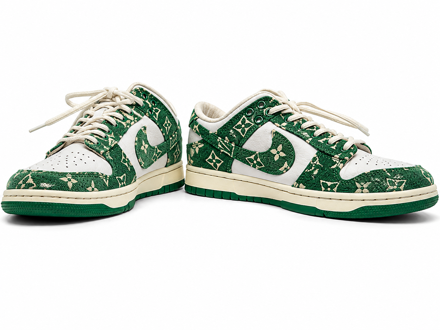 Green Monogram Low-Top Sneakers – Premium Streetwear Edition