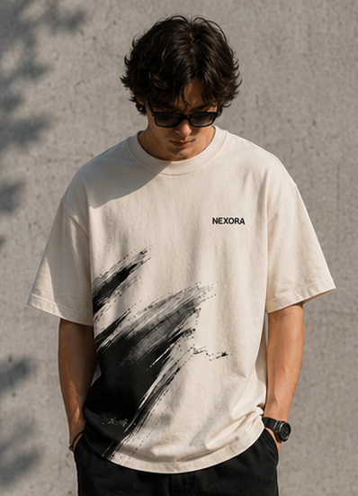 NEXORA Abstract Brush Oversized T-Shirt