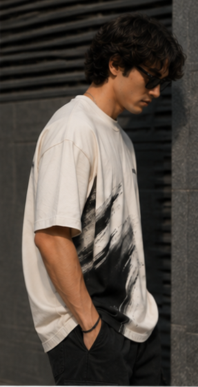 NEXORA Abstract Brush Oversized T-Shirt