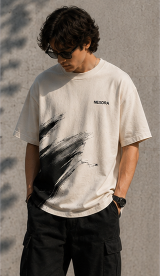 NEXORA Abstract Brush Oversized T-Shirt