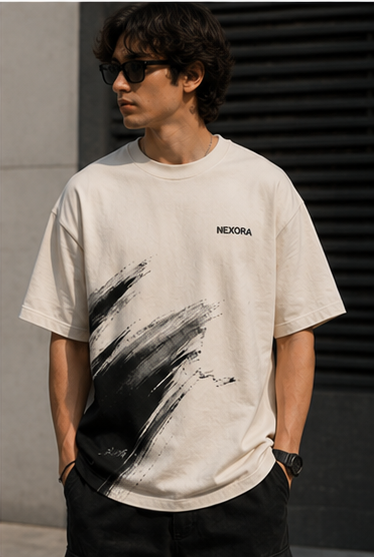 NEXORA Abstract Brush Oversized T-Shirt
